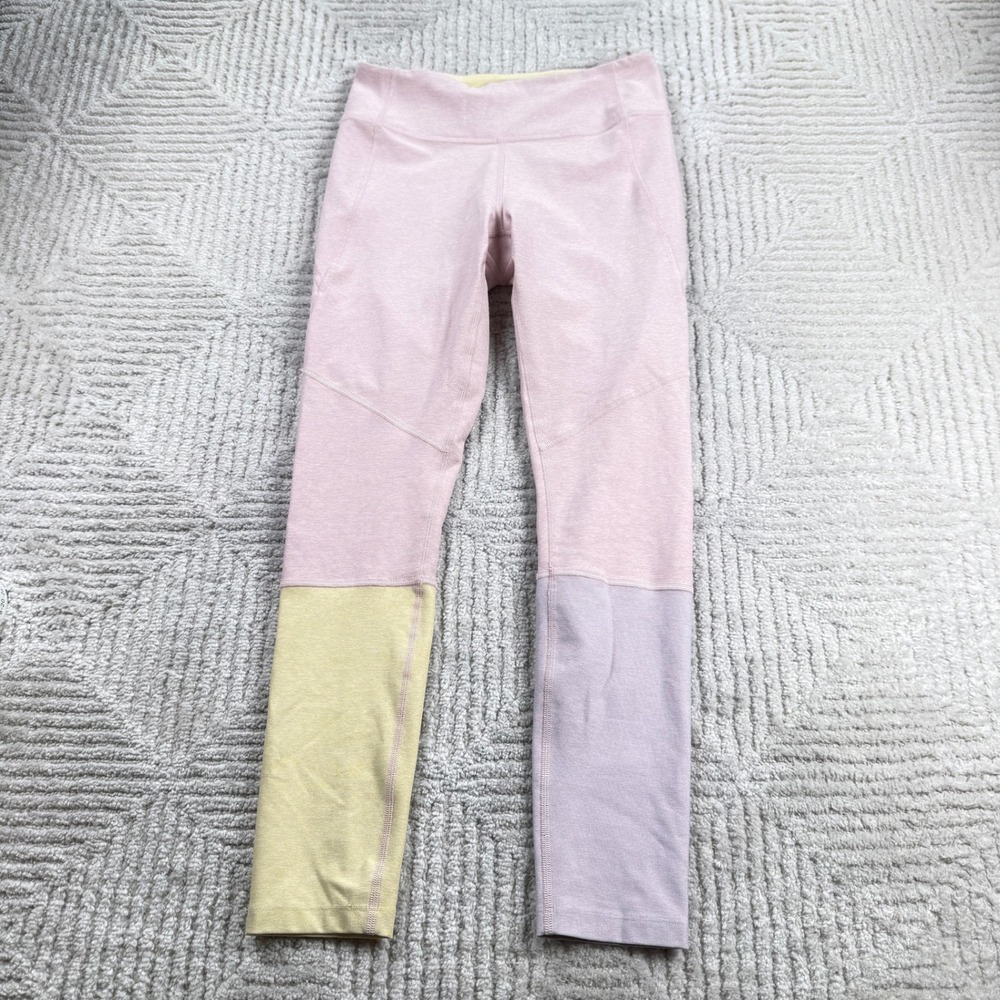 Outdoor Voices Leggings Women's Small Pink Yellow Colorblock TechSweat Pastel